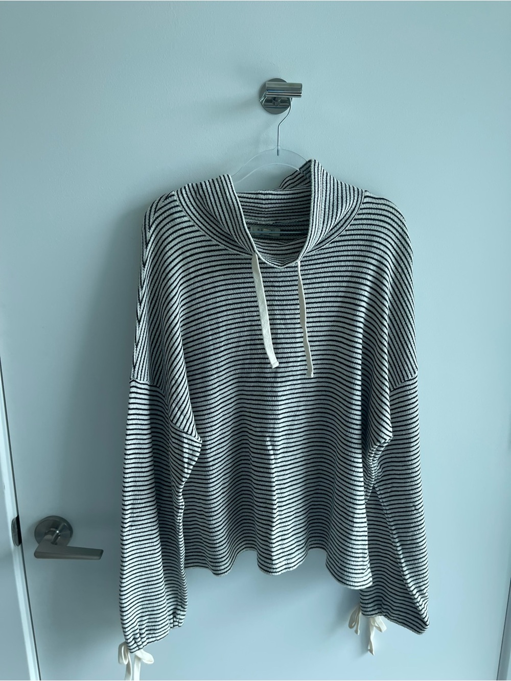 Madewell Striped Black and White Hooded Sweater